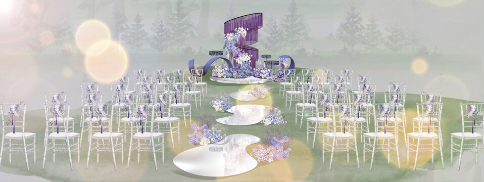 蓝紫色小众户外婚礼