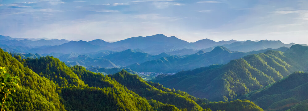 歙县石潭夕照全景图