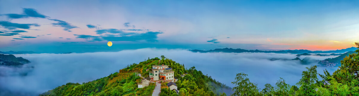 歙县石潭云海全景图