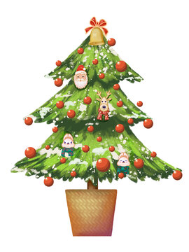圣诞树装饰插画