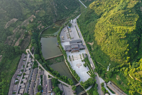 航拍南由古城宝鸡大水川风景区