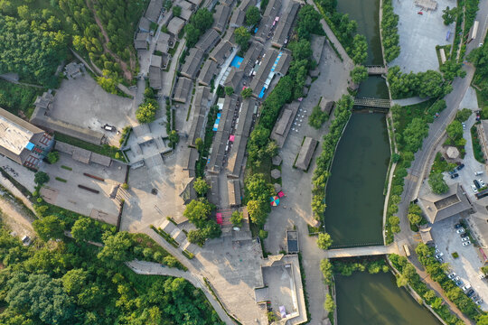 航拍南由古城宝鸡大水川风景区