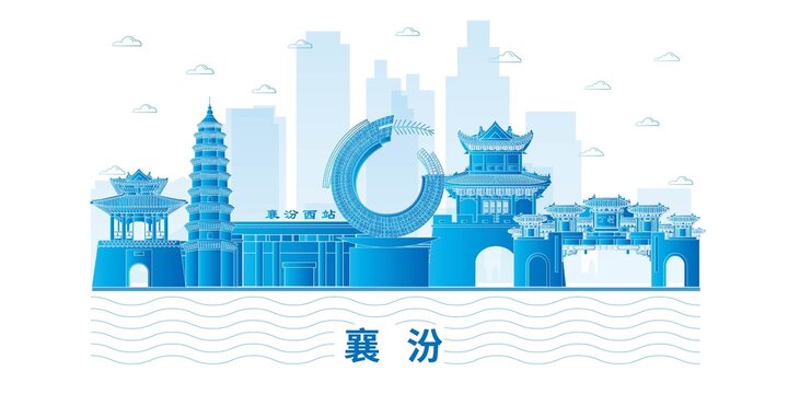 襄汾县科技地标建筑背景展板