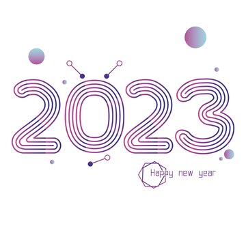 2023时尚扁平线条主题数字