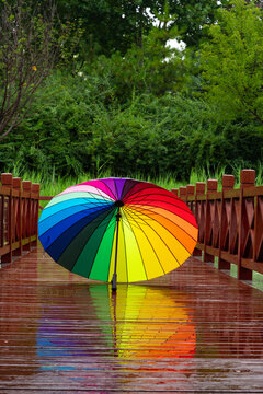 栈桥雨伞雨天