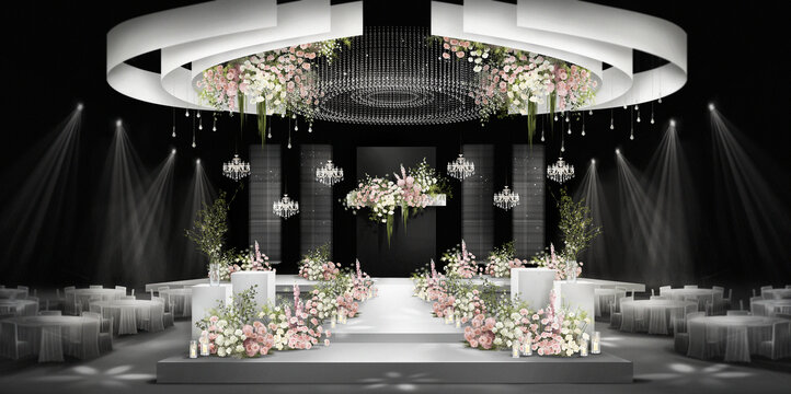 白粉色韩式水晶婚礼效果图