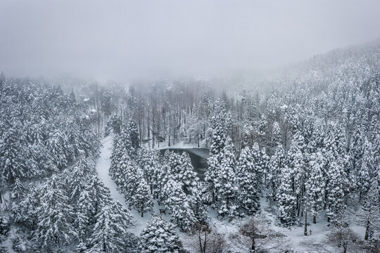 金华山雪景风光航拍