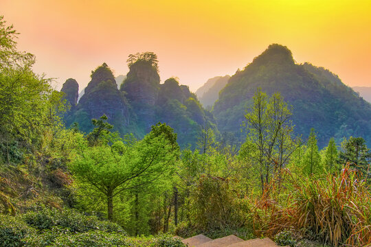 齐云山五老峰夕照