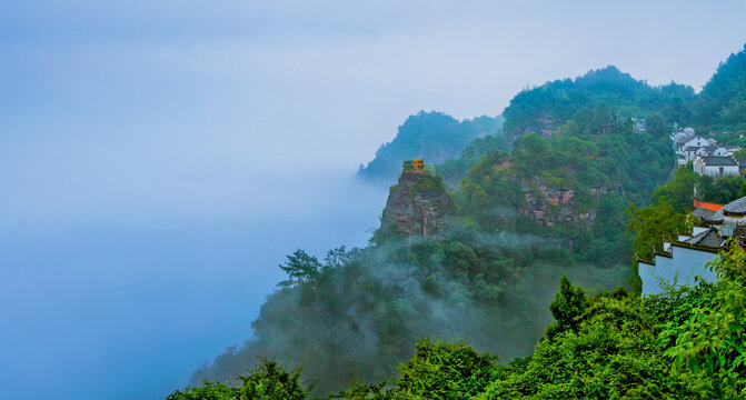 齐云山香炉峰云海全景图