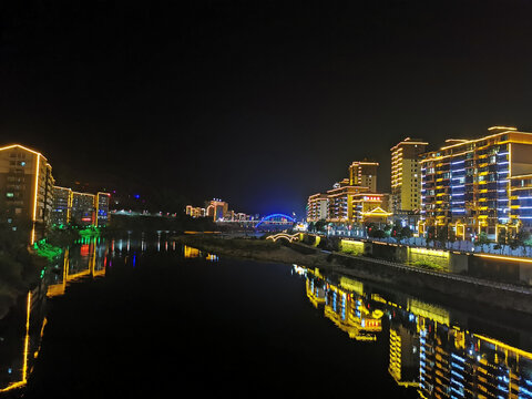 贵州锦屏水上城市夜景