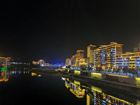 贵州锦屏水上城市夜景