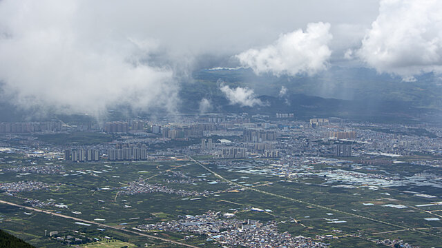 云南红河蒙自城区全景