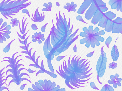 水彩紫色调装饰花样