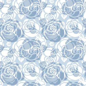 浅蓝色玫瑰印花图案