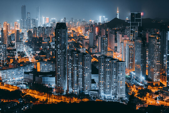 辽宁大连城市建筑风光夜景