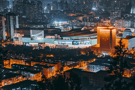 辽宁大连城市建筑风光夜景