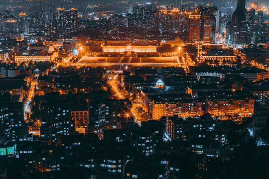辽宁大连城市建筑风光夜景