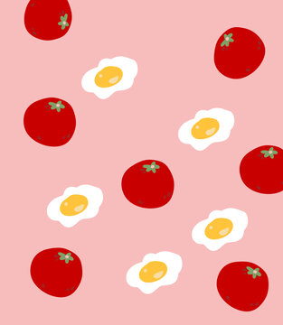 平铺壁纸西红柿鸡蛋