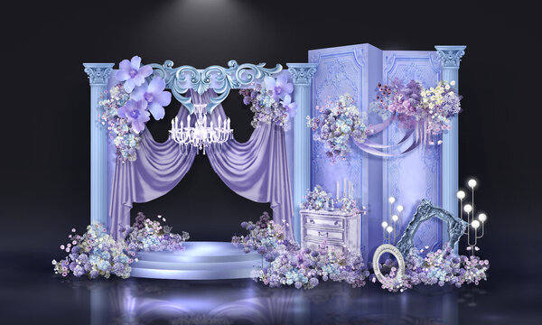 蓝紫色浪漫欧式婚礼效果图