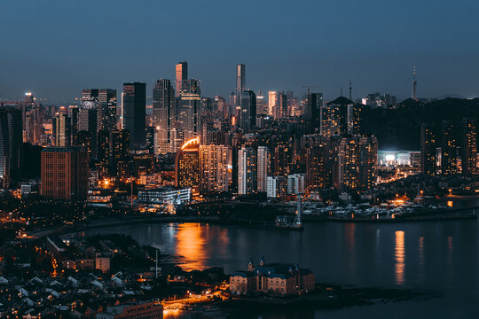 辽宁大连城市建筑风光夜景