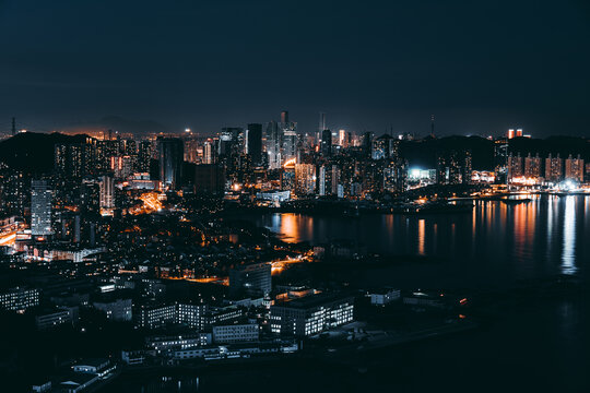 辽宁大连城市建筑风光夜景