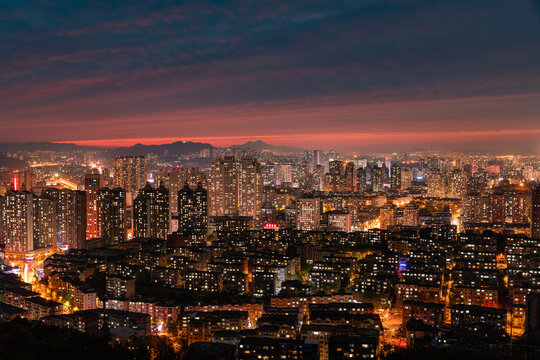 辽宁大连城市建筑风光夜景