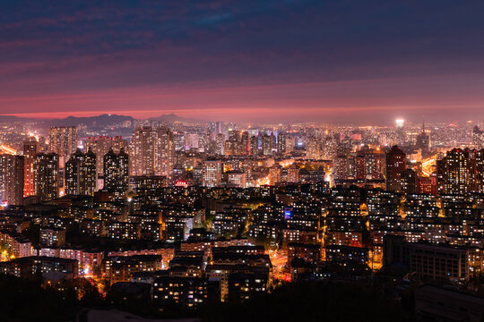 辽宁大连城市建筑风光夜景