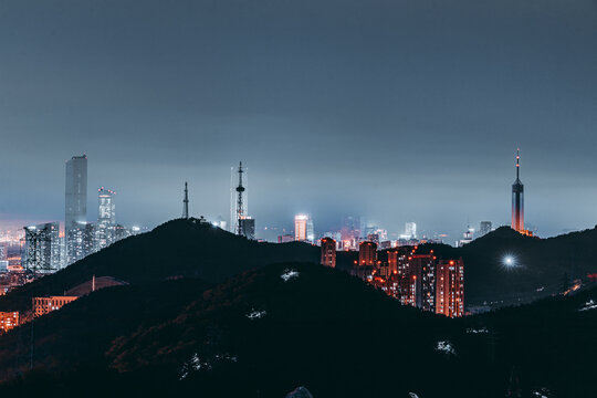 辽宁大连城市建筑风光夜景