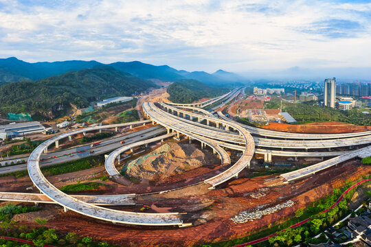 义乌江赤公路环城南路枢纽航拍