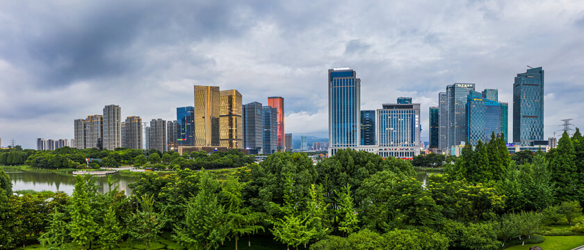 义乌城市地标风光全景