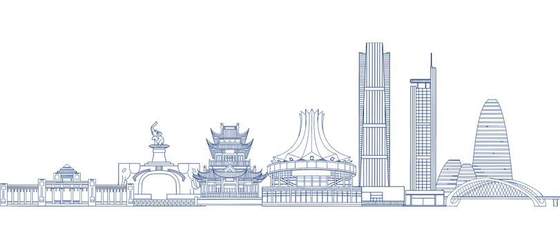 线条广西南宁地标建筑群