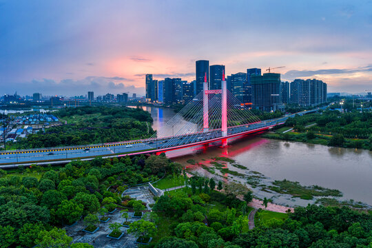 义乌CBD城市地标夜景