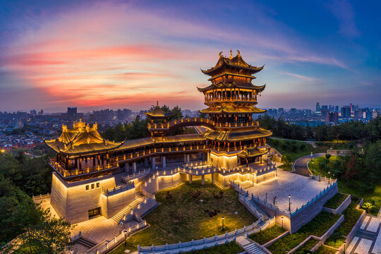 义乌鸡鸣阁建筑全景