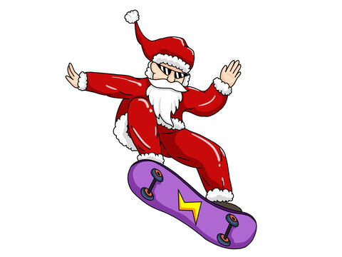 紫色滑板圣诞老人