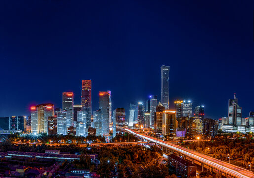北京国贸商业区夜景
