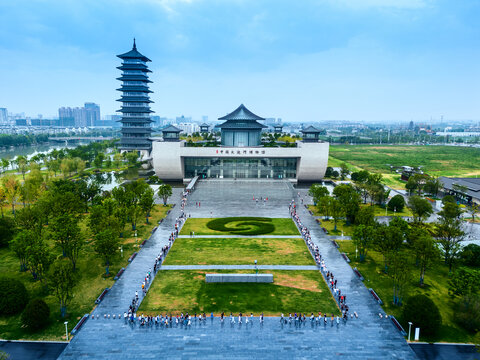 航拍扬州中国大运河博物馆