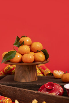 橘子创意新年喜庆红火背景