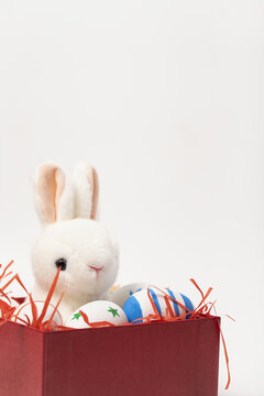 礼盒中的兔子复活节图片