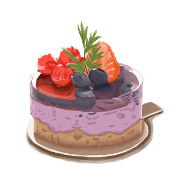 手绘蓝莓蛋糕