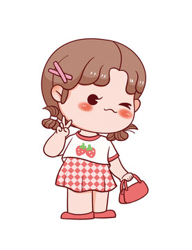 手绘卡通小女孩