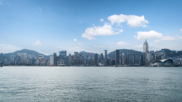 香港维多利亚湾现代建筑景观