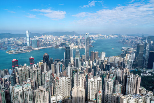 航拍中国香港都市风貌全景