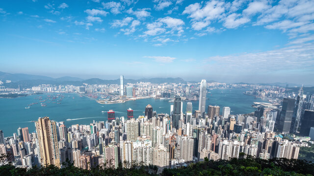 航拍中国香港城市景观全景