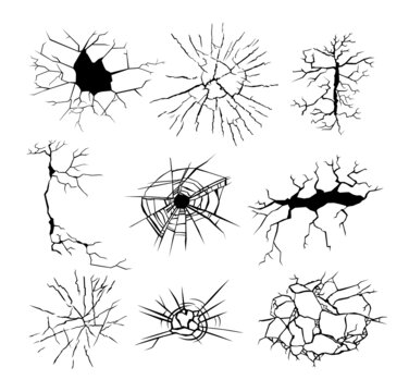 各式裂痕及破洞 平面插图素材集合