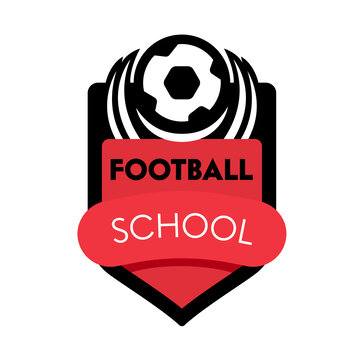 足球学校徽章平面插图