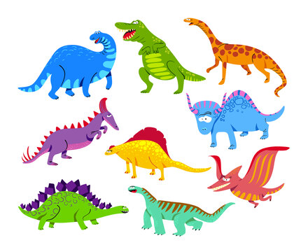 卡通恐龙平面插图素材集合