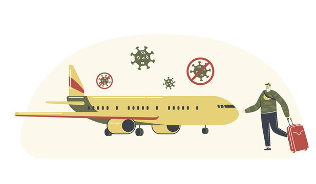 不让旅客将病毒带到飞机上概念平面插图