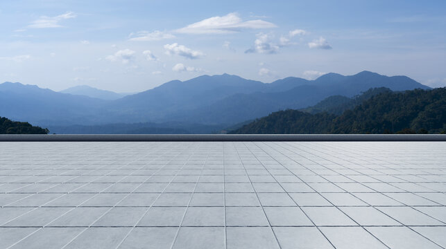 屋顶山景照片