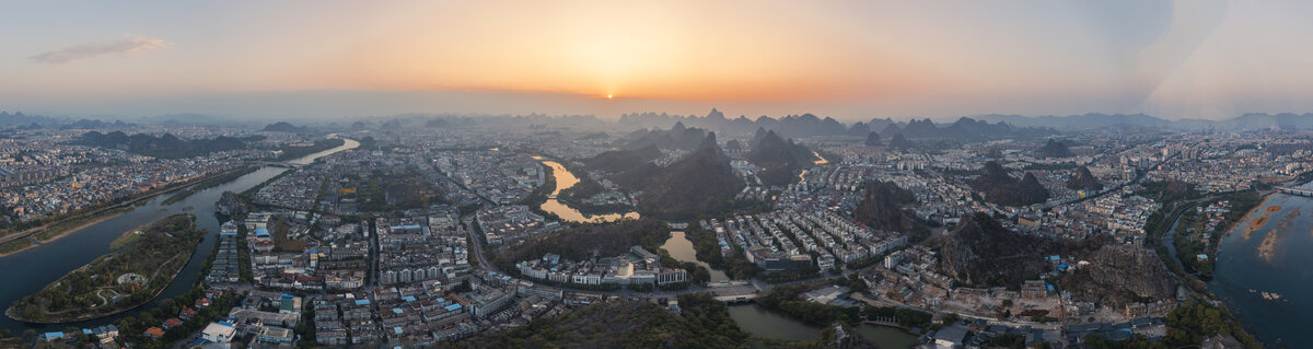 桂林市区全景傍晚