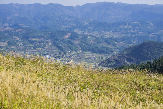 高山群山森林蓝天